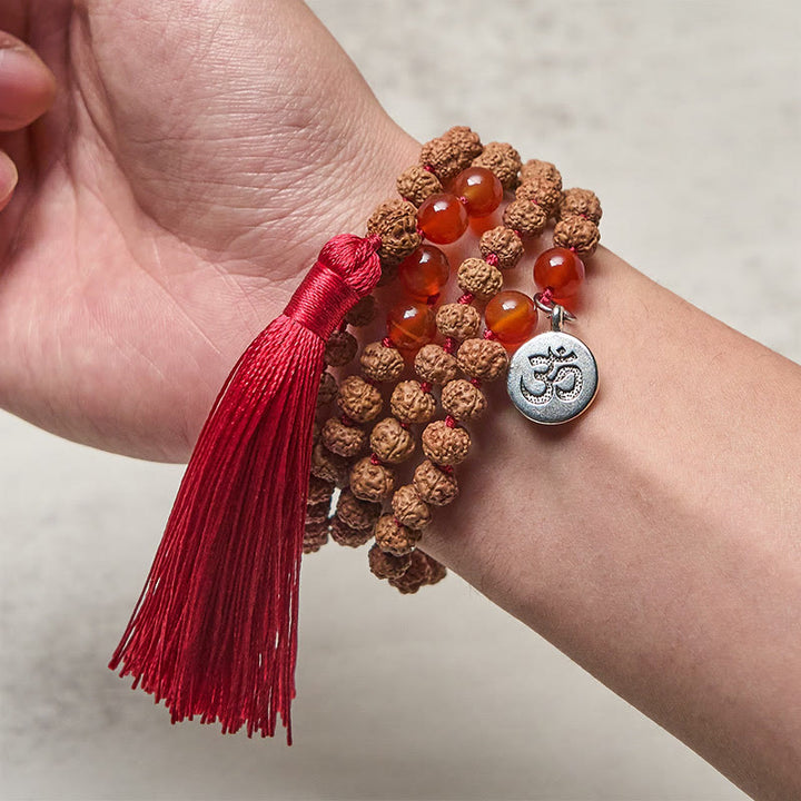 Buddha Stones Tibetan 108 Beads Bodhi Seed Om Symbol Charm Tassel Wealth Auspiciousness Mala - image 3
