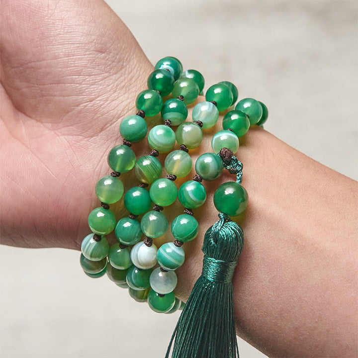 Buddha Stones Bead Malachite Tassel Protection Bracelet - image 3