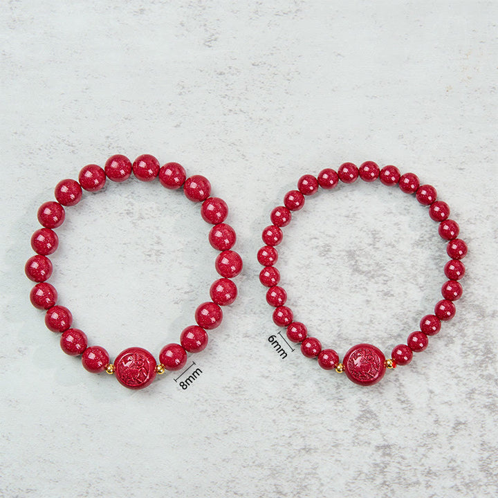 Buddha Stones Chinese Zodiac Year Of The Horse Carved Cinnabar Peaceful Blessing Bracelet - image 7