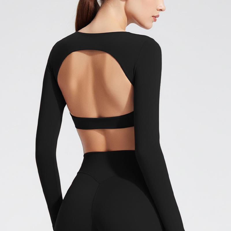 Buddha Stones Long Sleeve Backless Bra Sports Fitness Yoga Women's Tank Top - image 4