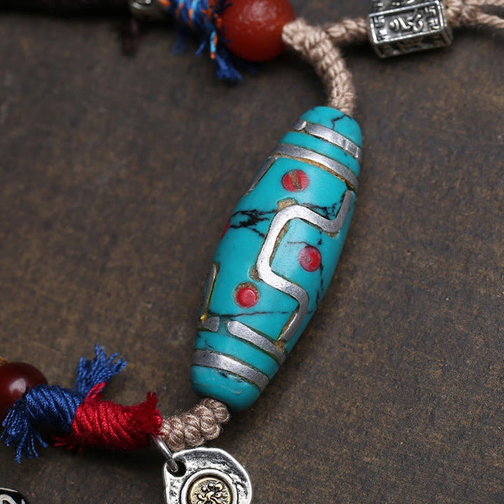 Buddha Stones Copper Turquoise Dzi Bead Luck Necklace Pendants - image 4