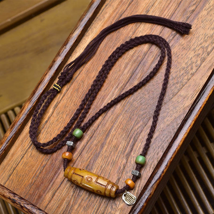 Buddha Stones Copper Nine-Eye Dzi Bead Bone Bead Luck Balance Necklace Pendants - Style C - image 2
