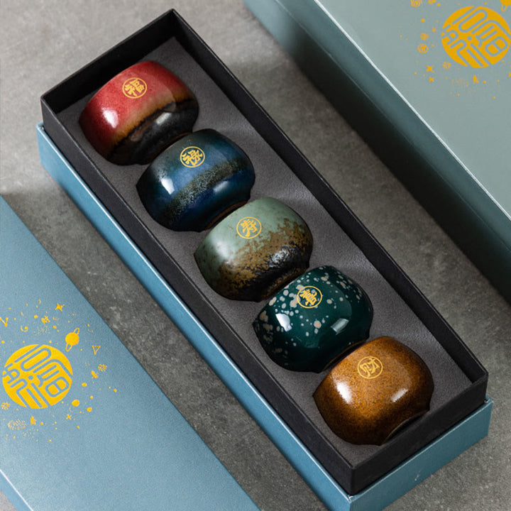 Buddha Stones Hand Painted Fu Character Ceramic Teacup Kung Fu Tea Cup With Gift Box - image 8