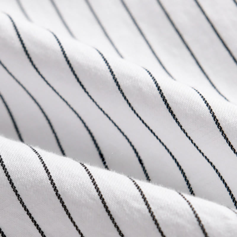 Buddha Stones Fall 2 In 1 Stripes Stand Collar Long Sleeve Men's Cotton Shirt - image 9