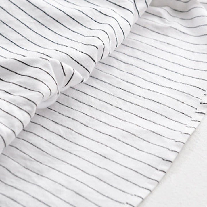 Buddha Stones Fall 2 In 1 Stripes Stand Collar Long Sleeve Men's Cotton Shirt - image 7