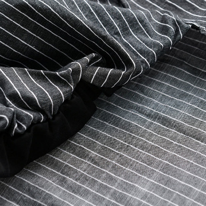 Buddha Stones Fall 2 In 1 Stripes Stand Collar Long Sleeve Men's Cotton Shirt - image 12