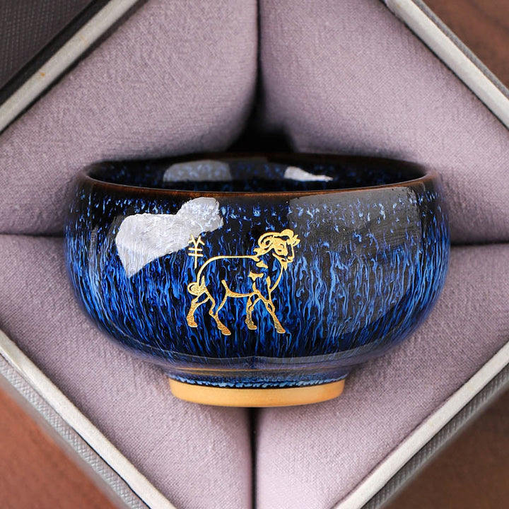 Buddha Stones Chinese Zodiac Year Of The Horse Ceramic Teacup Kung Fu Tea Cup 135ml - Goat 7.5cm*4.8cm*135ml - image 7