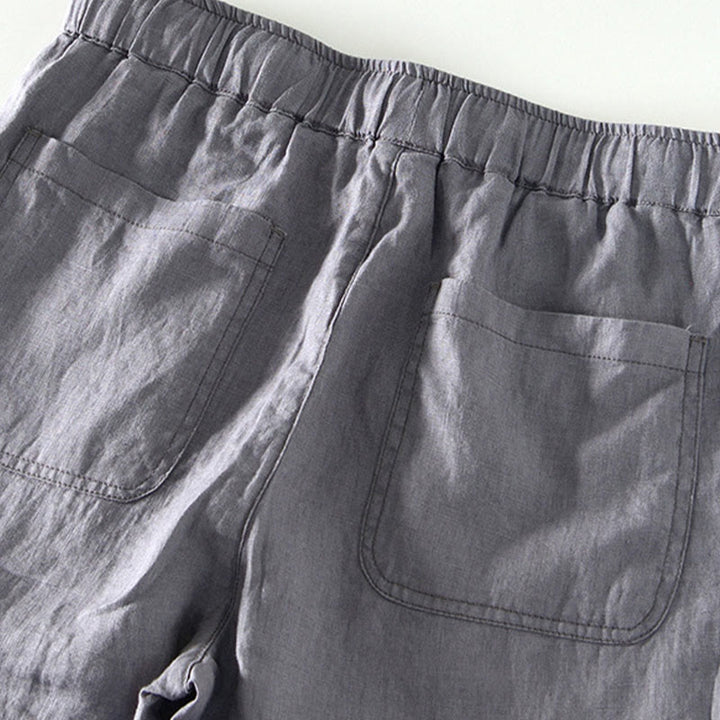 Buddha Stones Fall Solid Drawstring Elastic Waist Men's Linen Ankle-Length Pants With Pockets - image 17