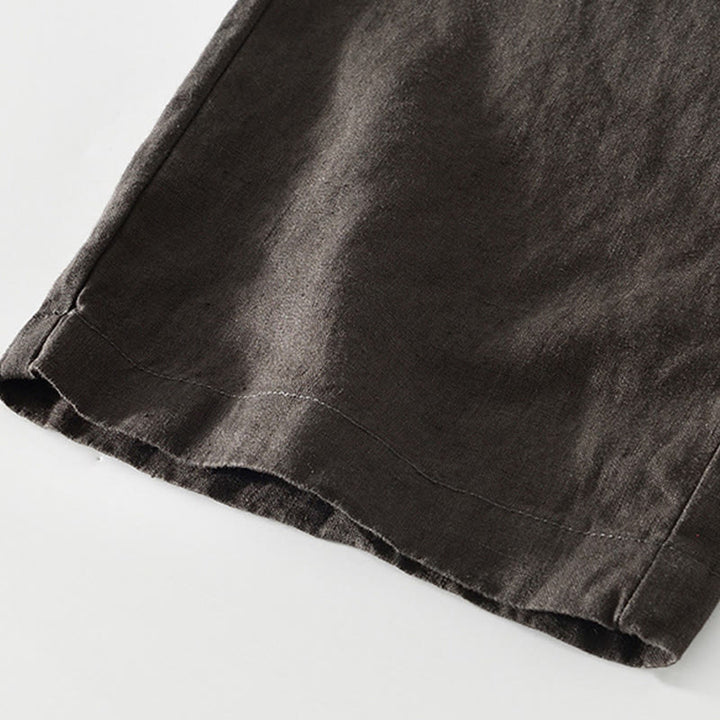 Buddha Stones Fall Solid Drawstring Elastic Waist Men's Linen Straight Leg Pants With Pockets - image 15