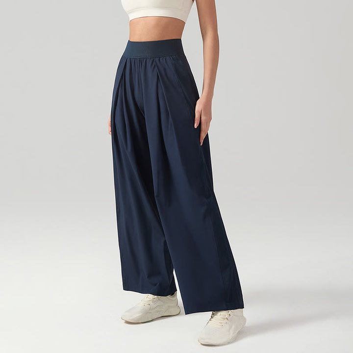 Buddha Stones Solid Color Breathable Women's Wide Leg Pants Sports Yoga Sweatpants With Pockets - image 7