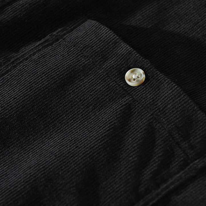 Buddha Stones Fall Decorative Pocket Buttons Down Stand Collar Long Sleeve Men's Cotton Corduroy Shirt - image 17