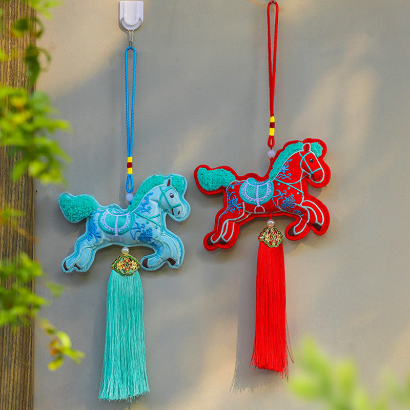 Buddha Stones Year Of The Horse Embroidery Copper Coins Bell Charm Tassel Wealth Success Hanging Decoration - image 11