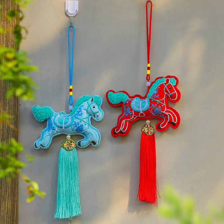 Buddha Stones Year Of The Horse Embroidery Copper Coins Bell Charm Tassel Wealth Success Hanging Decoration - image 11