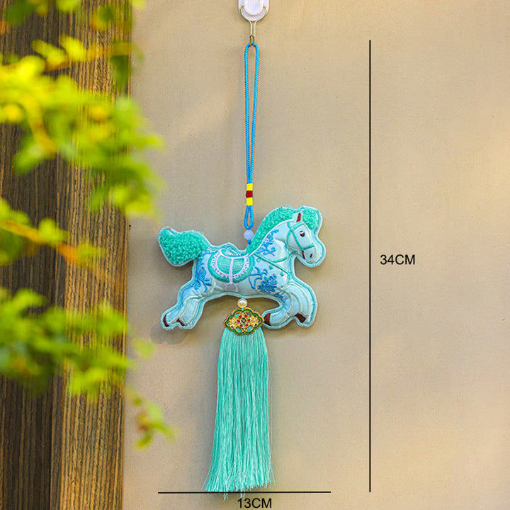 Buddha Stones Year Of The Horse Embroidery Copper Coins Bell Charm Tassel Wealth Success Hanging Decoration - image 8