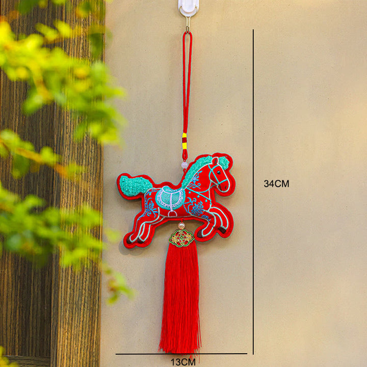 Buddha Stones Year Of The Horse Embroidery Copper Coins Bell Charm Tassel Wealth Success Hanging Decoration - image 10