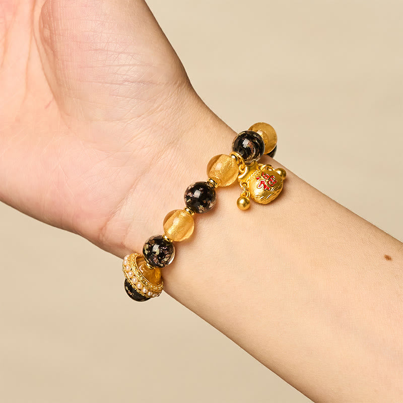 Buddha Stones Fu Character Liuli Glass Blessings Bracelet - image 4