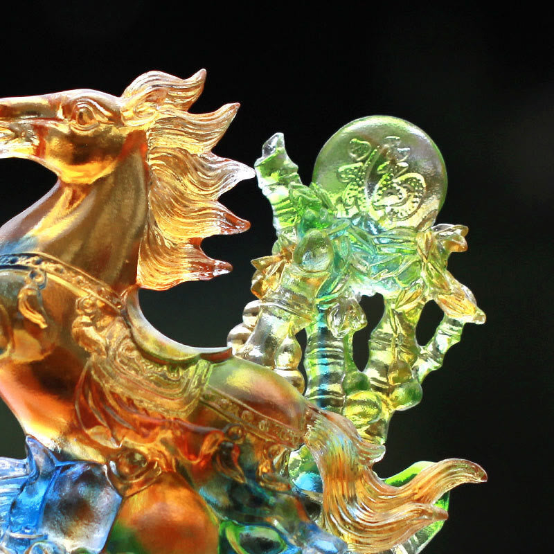 Buddha Stones Year of the Horse Handmade Horse Fu Character Liuli Crystal Art Piece Prosperity Home Office Decoration - image 3