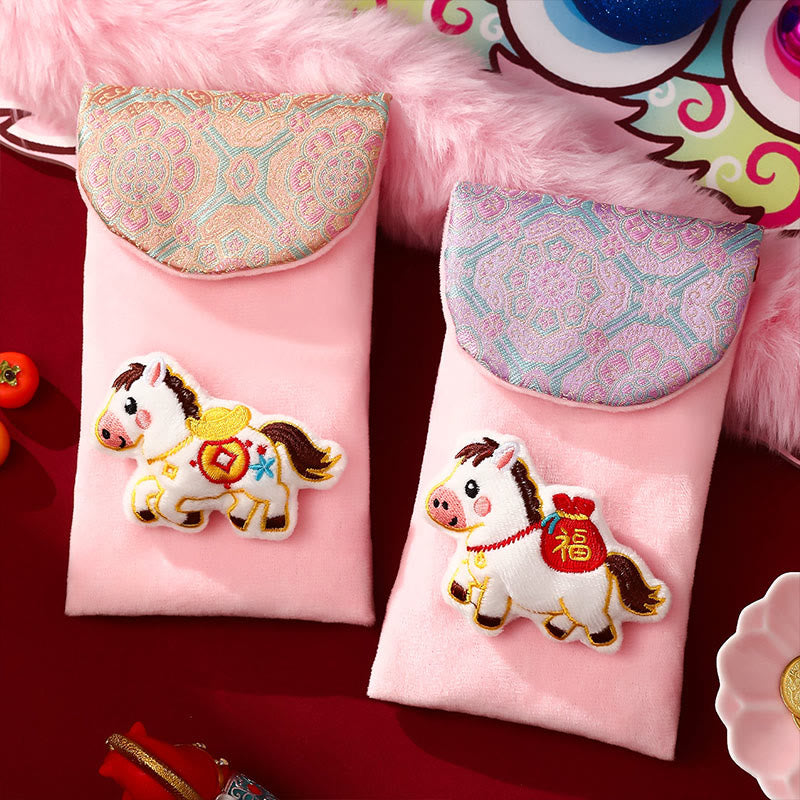 Buddha Stones Year Of The Horse 2026 New Year Fu Character Ingot Pattern Embroidery Chinese Red Envelope - image 13