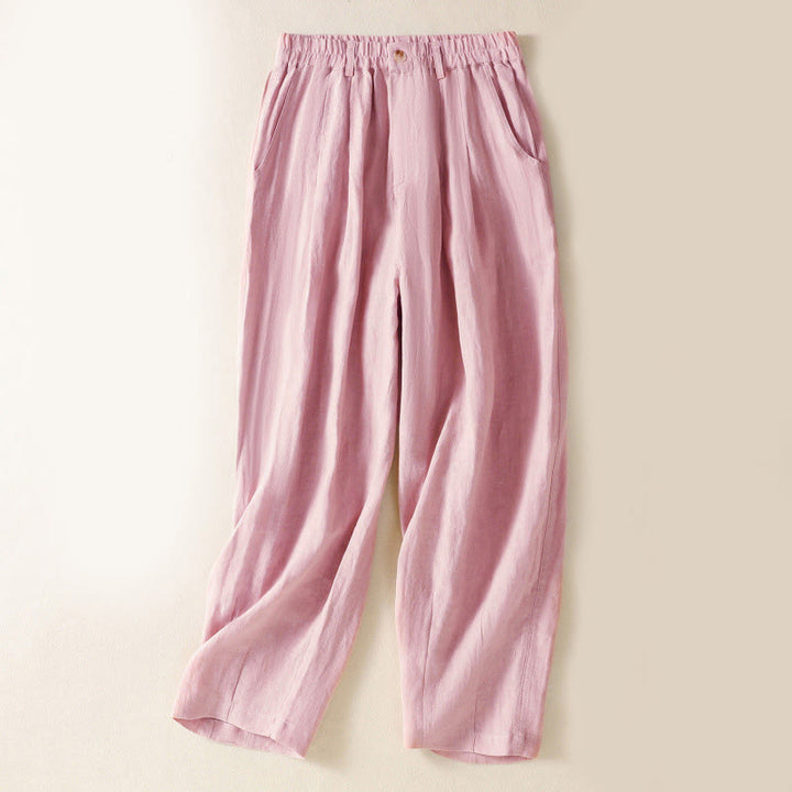 Buddha Stones Summer Button Zipper Ankle-Length Women's Pants With Pockets - LightPink - US8-10，UK/AU12-14，EU40-42 (2XL) - image 8