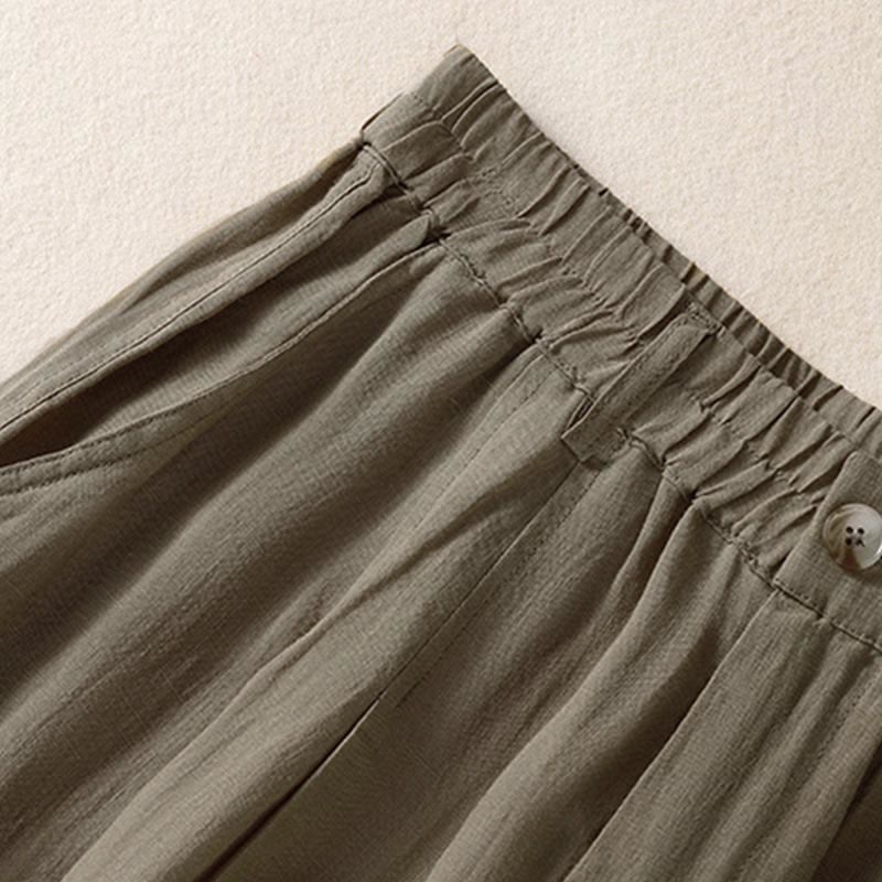 Buddha Stones Summer Button Zipper Ankle-Length Women's Pants With Pockets - image 25