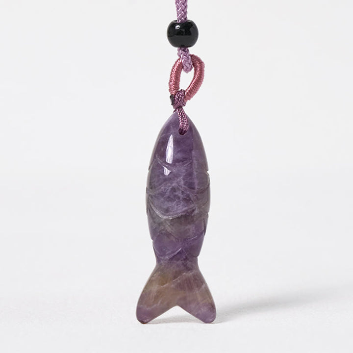 Buddha Stones Carving Koi Fish Pink Crystal Indian Agate Amethyst Warmth Prosperity Necklace Pendant - image 13