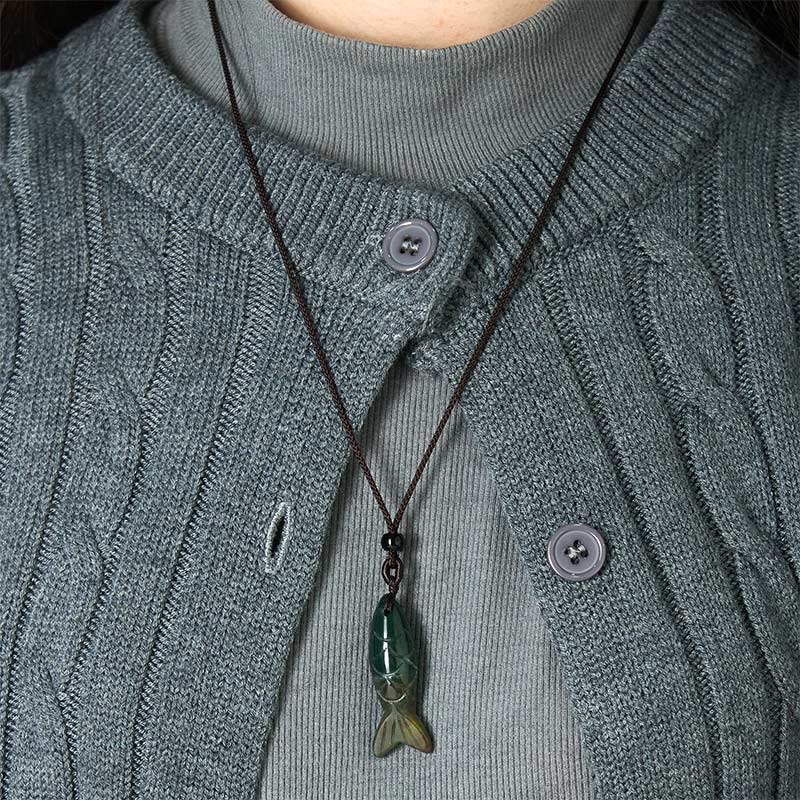 Buddha Stones Carving Koi Fish Pink Crystal Indian Agate Amethyst Warmth Prosperity Necklace Pendant - image 10