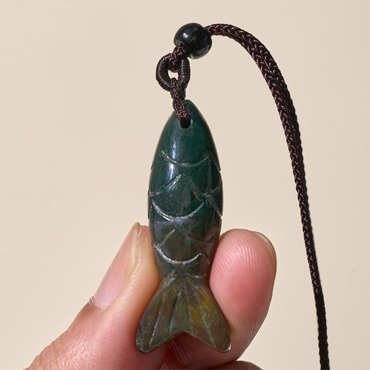 Buddha Stones Carving Koi Fish Pink Crystal Indian Agate Amethyst Warmth Prosperity Necklace Pendant - image 9