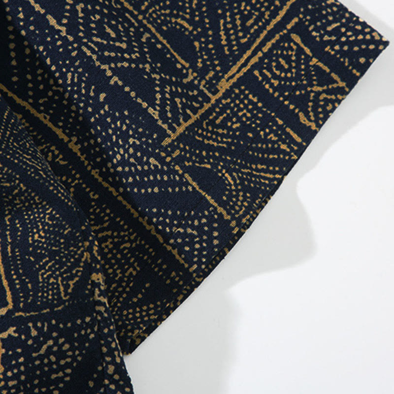 Buddha Stones Geometry Floral Stripes Butterfly Ink Open Front Half Sleeve Jacket Cotton Men's Kimono - image 7