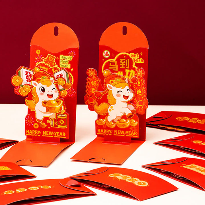 Buddha Stones Year Of The Horse 2026 New Year Fu Character Standable 6pcs Chinese Red Envelope - image 19