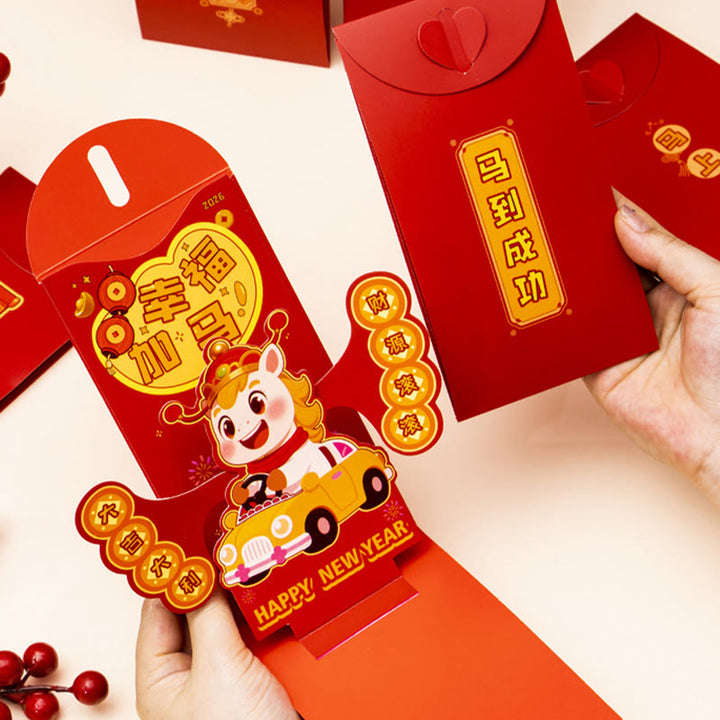 Buddha Stones Year Of The Horse 2026 New Year Fu Character Standable 6pcs Chinese Red Envelope - image 18