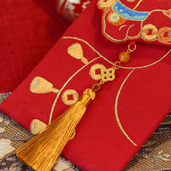 Buddha Stones Embroidery Year Of The Horse 2026 New Year Tassel Chinese Red Envelope - image 3