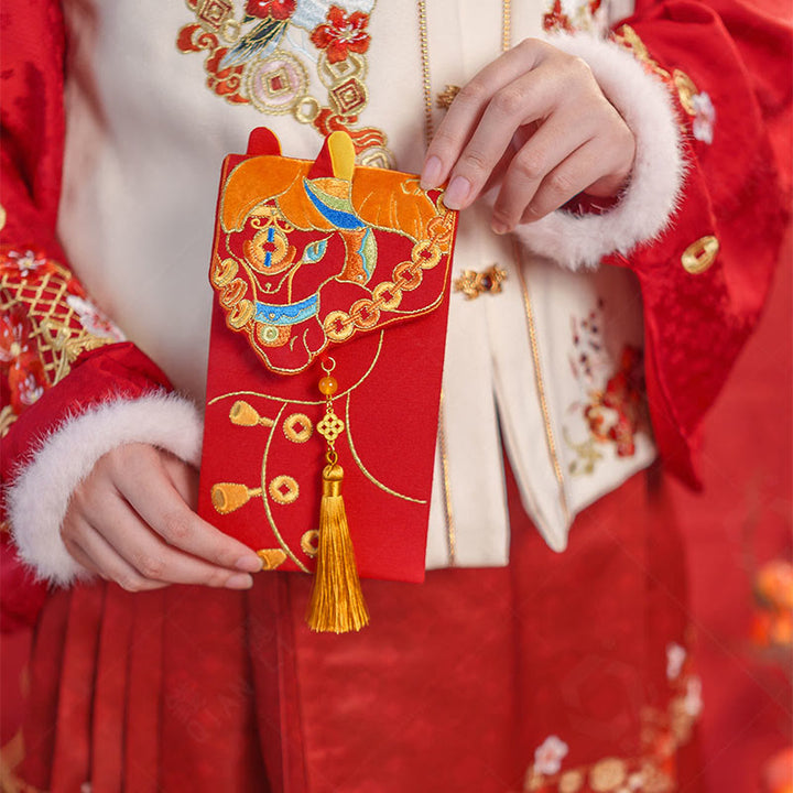 Buddha Stones Embroidery Year Of The Horse 2026 New Year Tassel Chinese Red Envelope - image 1