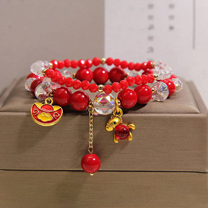 Buddha Stones Year Of The Horse Ingot Prosperity Bracelet - 2Pcs Ingot Horse(Wrist Circumference: 14-15 cm) - image 3