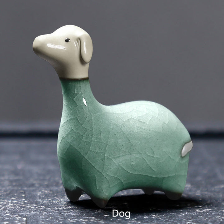 Buddha Stones Chinese Zodiac Ceramic Tea Pet Home Decoration - Khaki Dog 6.7*6.9cm - image 15