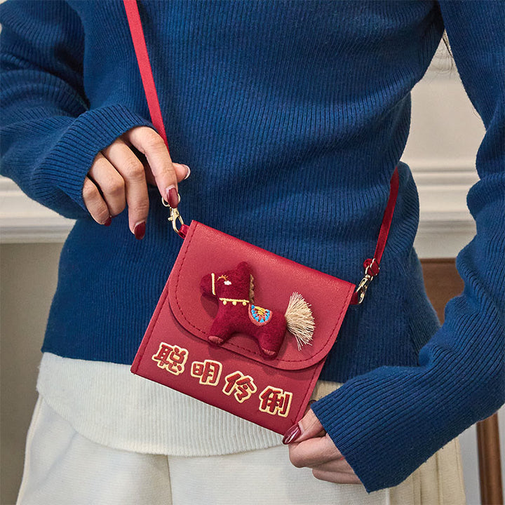 Buddha Stones Year Of The Horse 2026 New Year Intelligent Clever Crossbody Red Envelope Bag - image 3