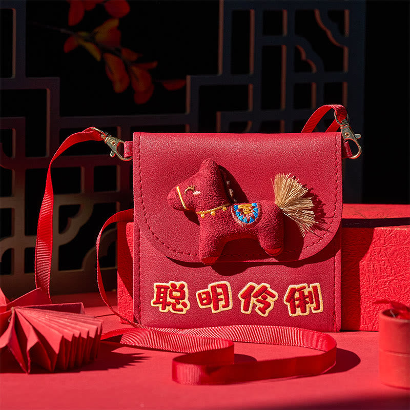 Buddha Stones Year Of The Horse 2026 New Year Intelligent Clever Crossbody Red Envelope Bag - image 1