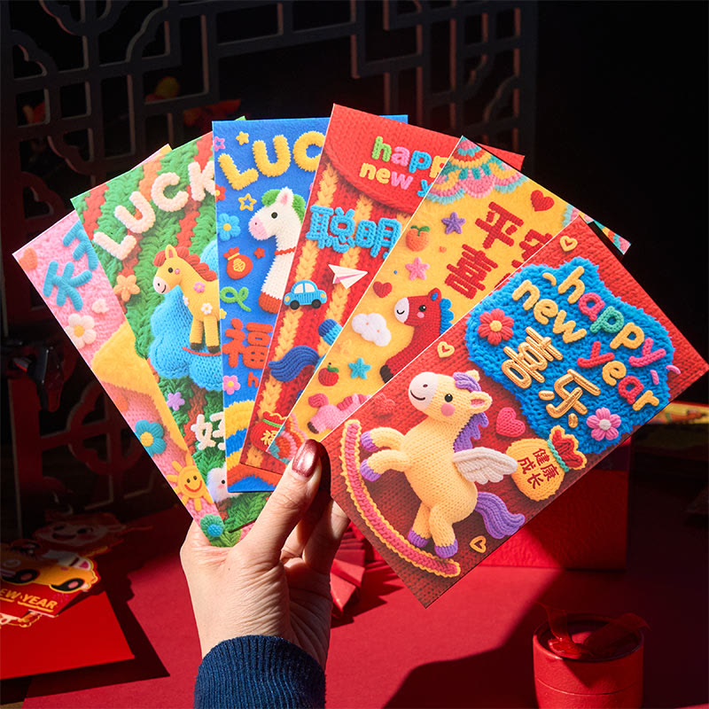 Buddha Stones Year Of The Horse 2026 New Year Lucky 6pcs Chinese Red Envelope - image 1
