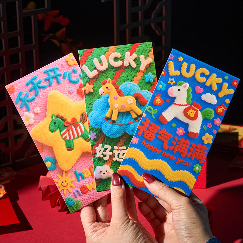 Buddha Stones Year Of The Horse 2026 New Year Lucky 6pcs Chinese Red Envelope - image 2