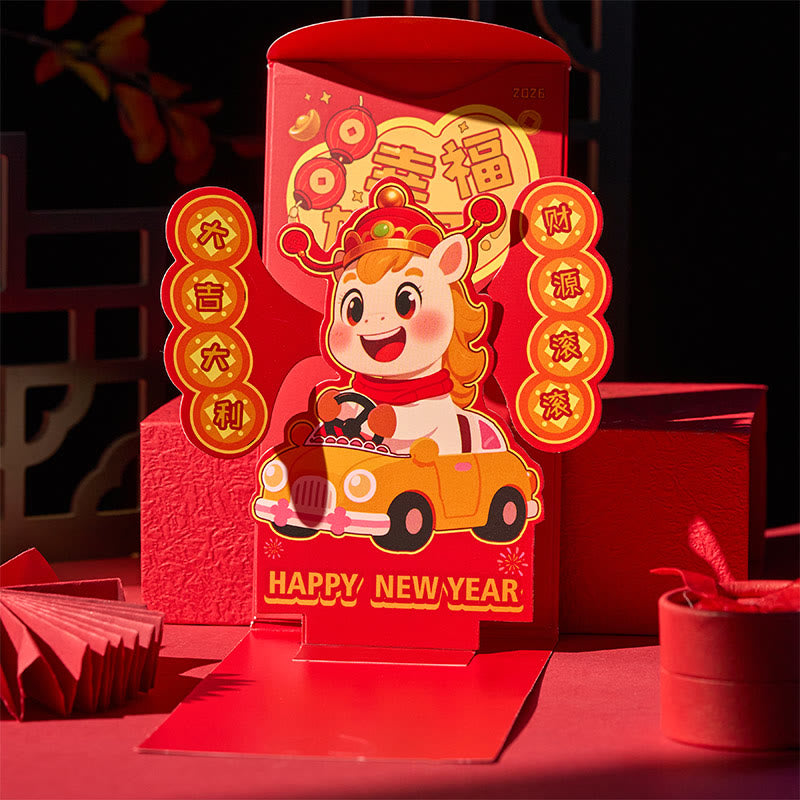 Buddha Stones Year Of The Horse 2026 New Year Fu Character Standable 6pcs Chinese Red Envelope - image 9
