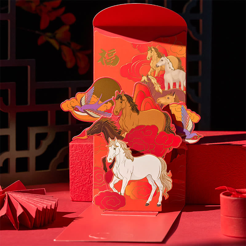 Buddha Stones Year Of The Horse 2026 New Year Fu Character 6pcs Chinese Red Envelope - image 6