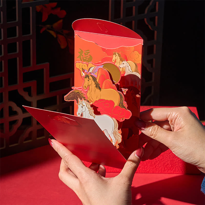 Buddha Stones Year Of The Horse 2026 New Year Fu Character 6pcs Chinese Red Envelope - image 5