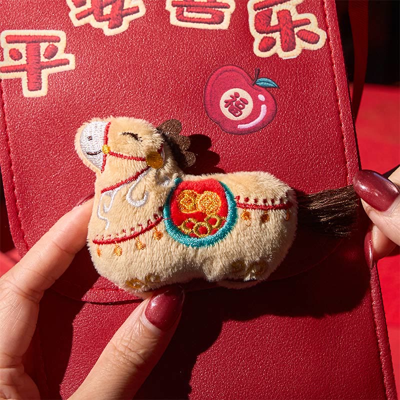 Buddha Stones Year Of The Horse 2026 New Year Fu Character Peace Joy Crossbody Red Envelope Bag - image 5