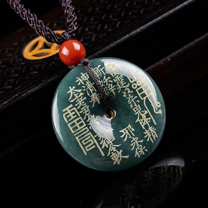 Buddha Stones Mountain Ghosts Spend Money Peace Buckle Jade Luck Necklace Pendant - image 1
