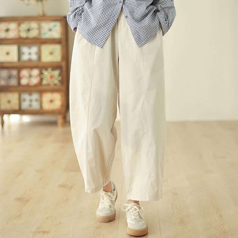 Buddha Stones Simple Lines Design Ankle-Length Women's Harem Pants With Pockets - Linen - US8-10，UK/AU12-14，EU40-42 (2XL) - image 0