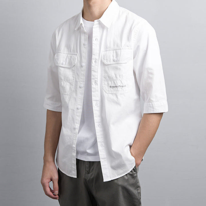 Buddha Stones Summer Buttons Down Two Decorative Pockets Men's Half Sleeve Cotton Shirt - image 13