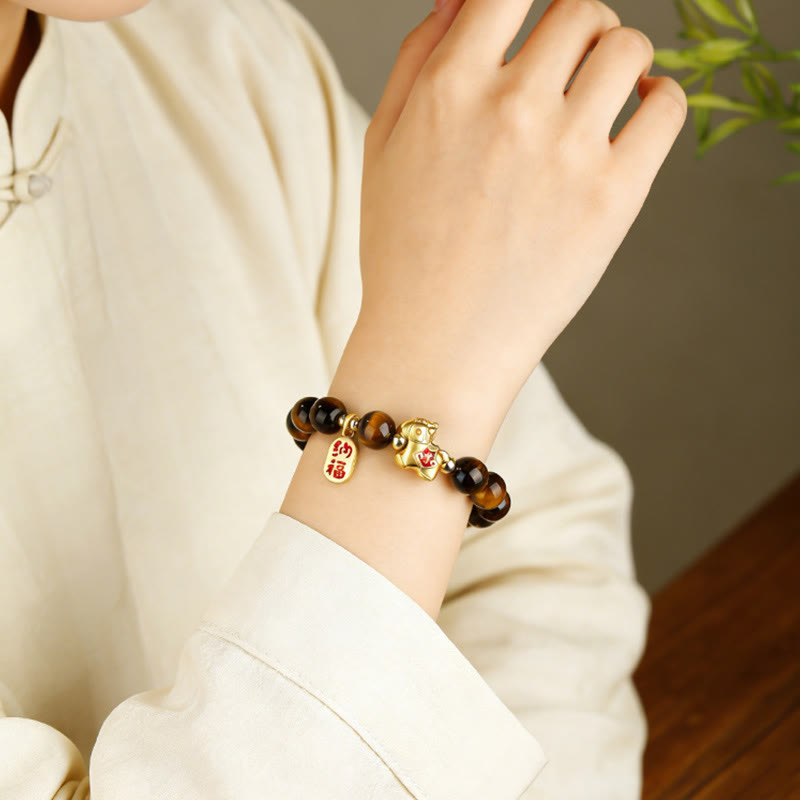 Buddha Stones Year Of The Horse Tiger Eye Courage Bracelet - image 3