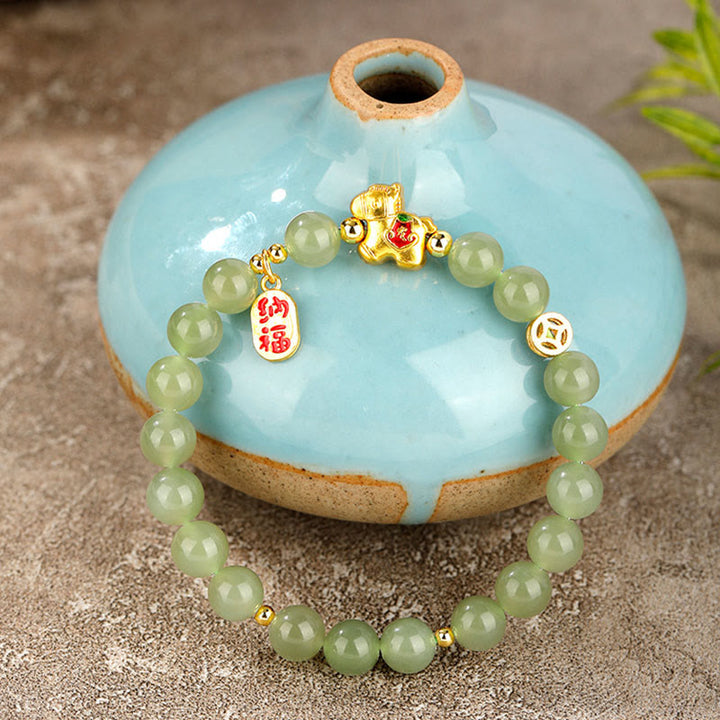 Buddha Stones Year Of The Horse Hetian Jade Abundance Bracelet - image 2