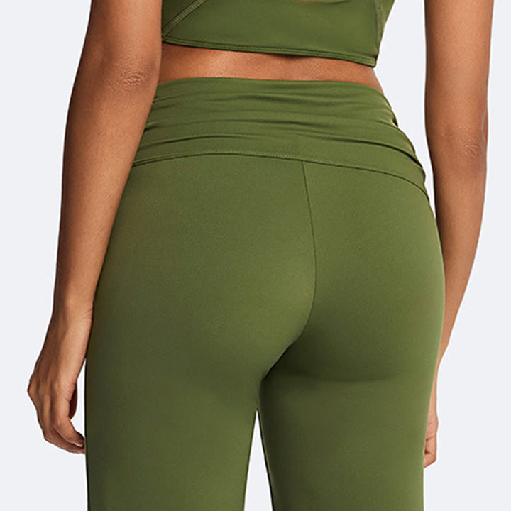 Buddha Stones Solid Crop Halter Backless Sleeveless Top Straight Leg Pants For Sports Fitness Yoga - image 12