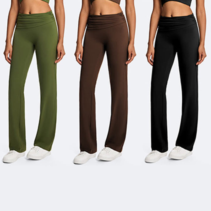 Buddha Stones Solid Crop Halter Backless Sleeveless Top Straight Leg Pants For Sports Fitness Yoga - image 30