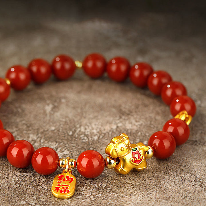 Buddha Stones Year Of The Horse South Red Agate Success Bracelet - image 7